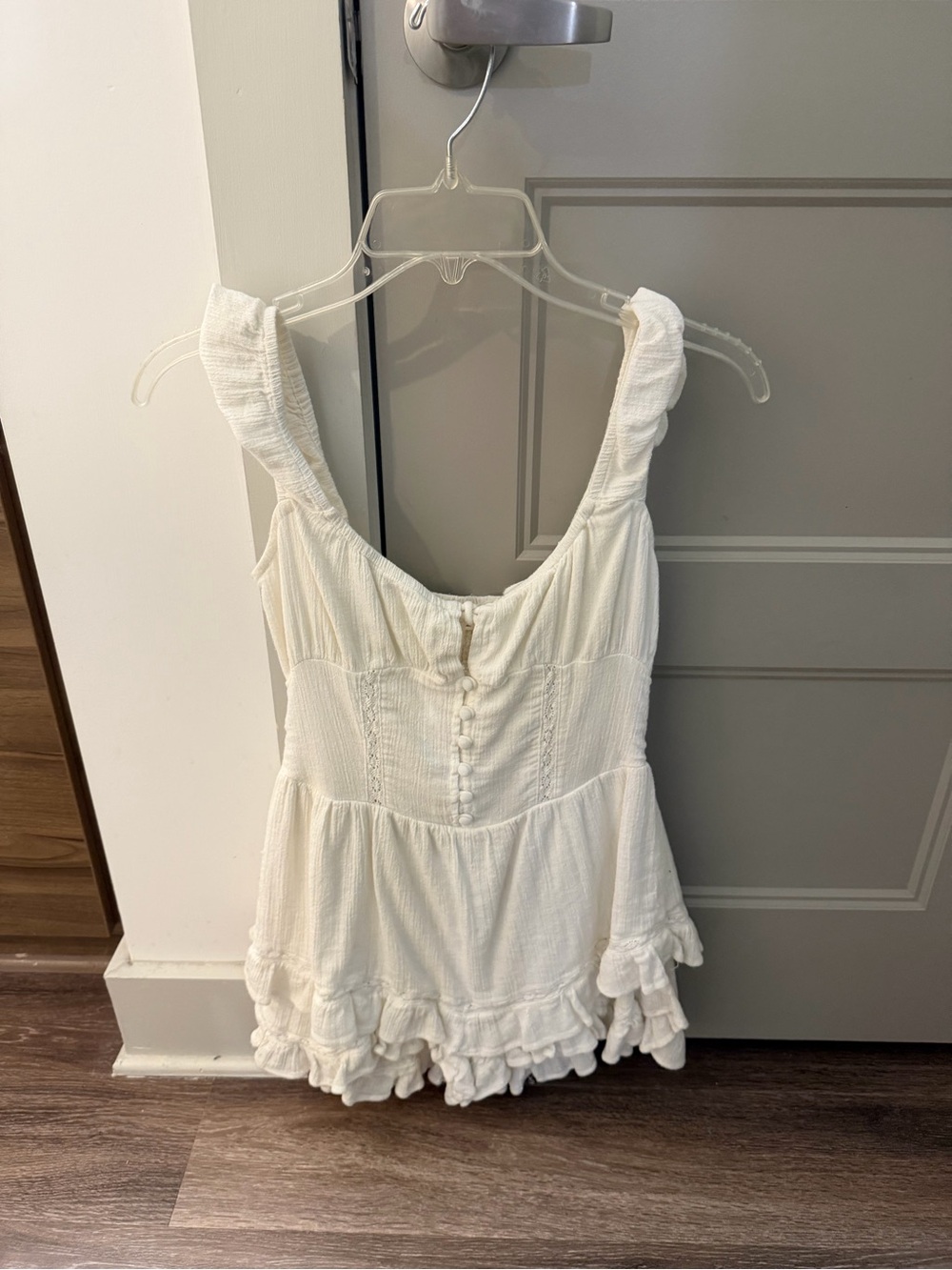 Urban Outfitters Cream Ruffled Romper